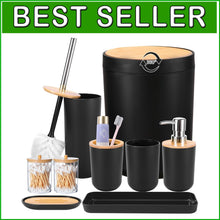 Load image into Gallery viewer, Elegant Black Bathroom Set - 9-Piece Accessories for Organization &amp; Style
