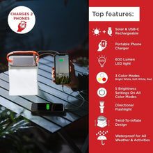 Load image into Gallery viewer, Floating Solar-Powered Lantern: LED Efficiency with Dual USB Charging Options