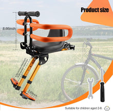 Load image into Gallery viewer, Adjustable Front Mounted Kids Bike Seat with Foot Pedals &amp; Backrest Comfort