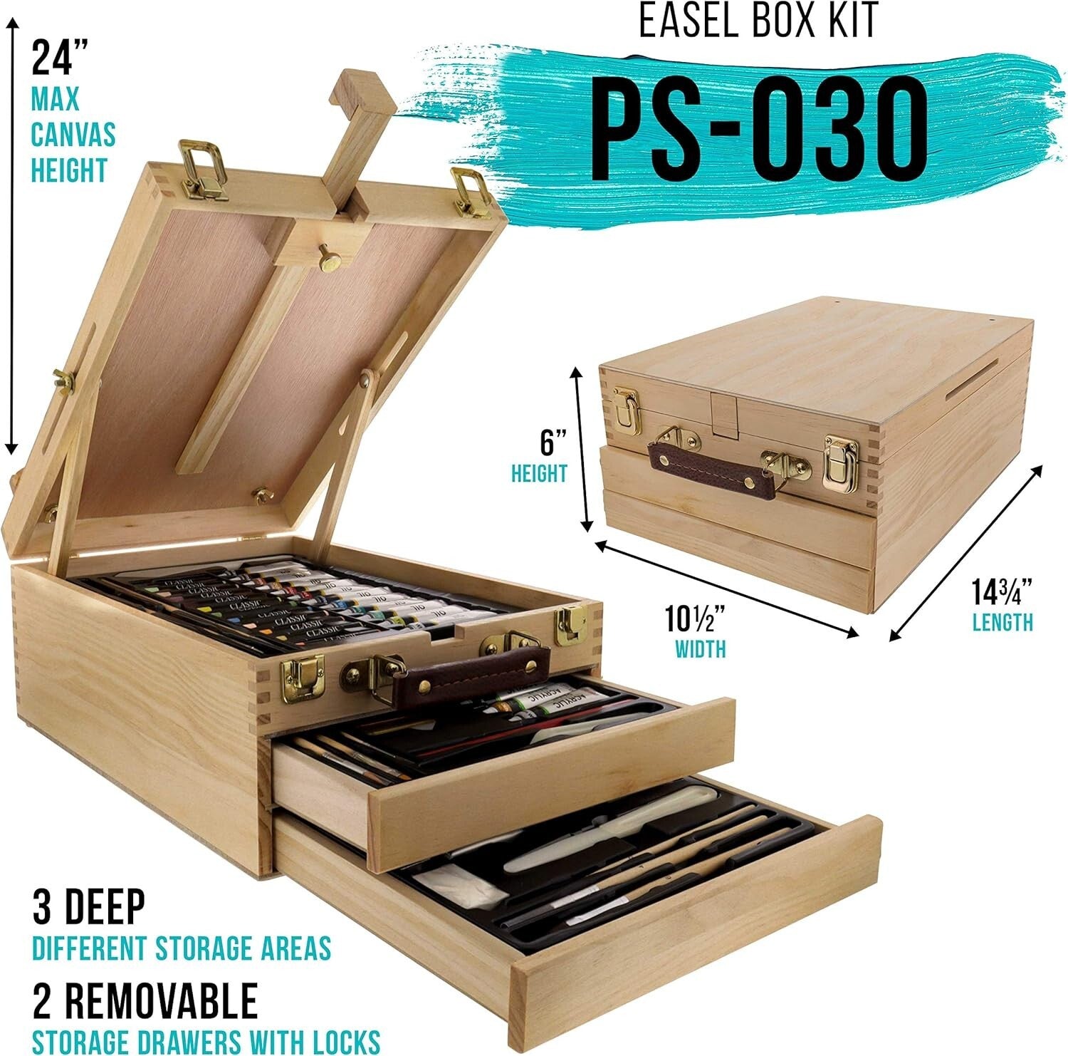 Natural Wood Box Easel Painting Set - 95 Deluxe Pieces for Every Artistic Vision