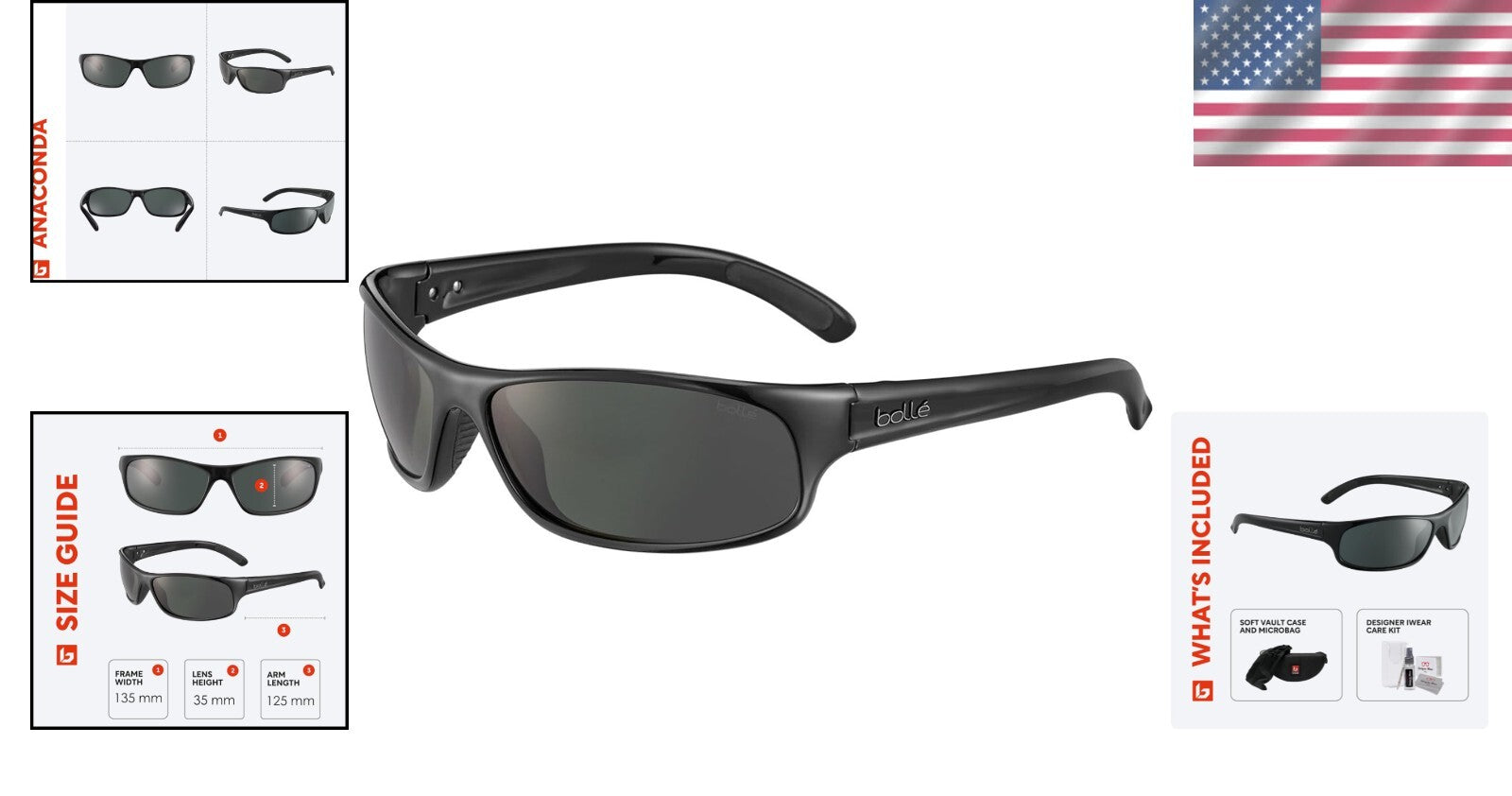 Bolle Anaconda Men's 64MM Polarized Sunglasses - Luxurious Eye Protection + Kit