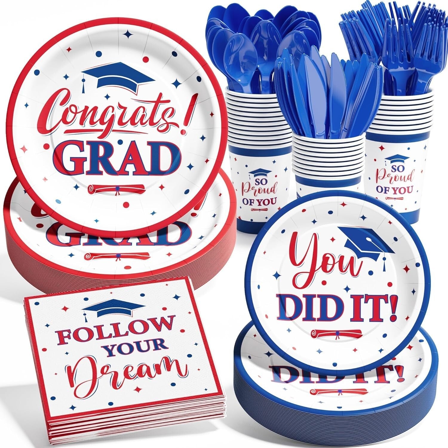 Celebratory 175 PCS Graduation Dinnerware - Easy Cleanup for Class of 2025