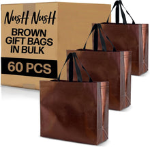 Load image into Gallery viewer, Large Reusable Gift Bags (Set of 60) - Shiny Brown Metallic Finish for Gifting