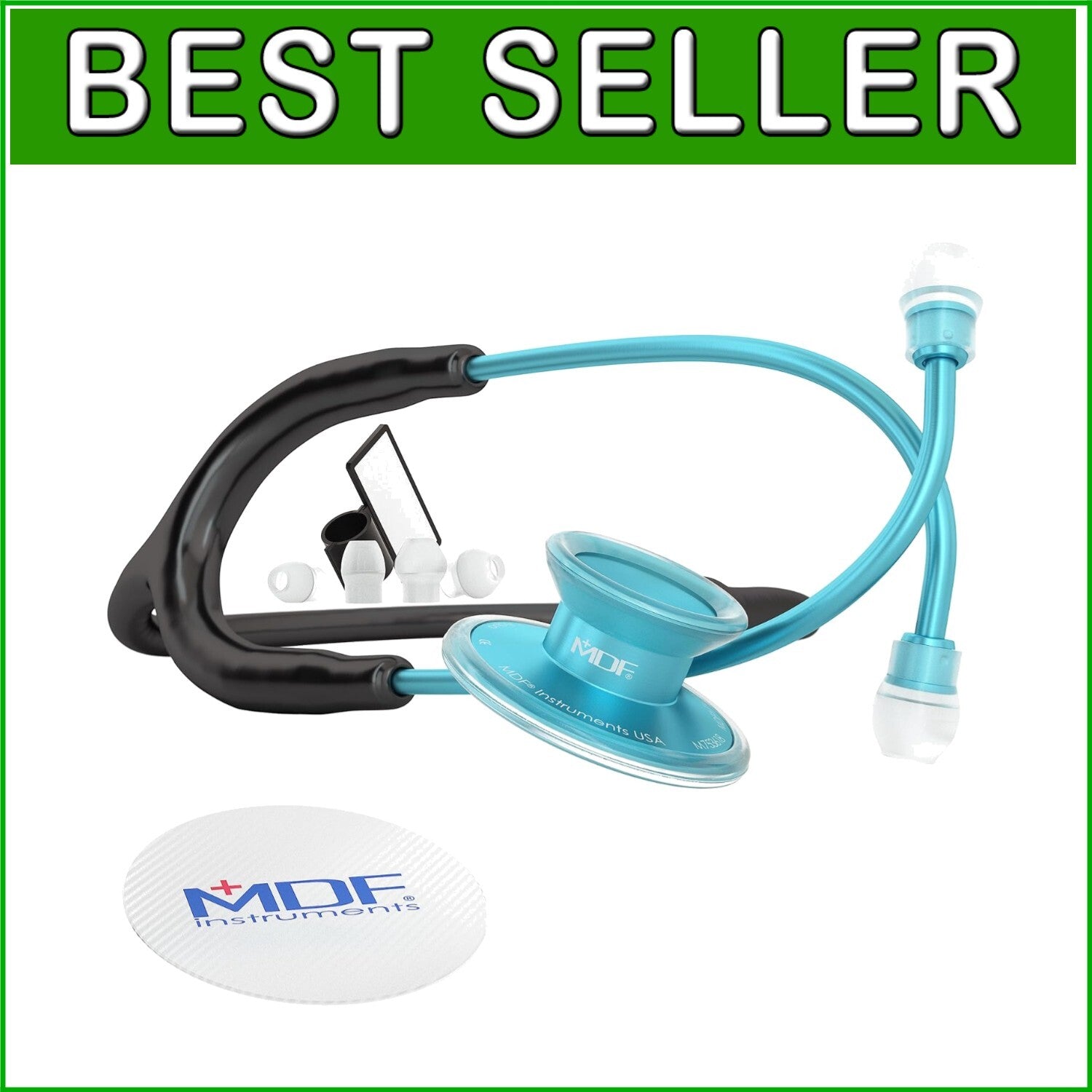 Acoustica Lightweight Dual Head Stethoscope for Doctors and Nurses - Aqua/Black
