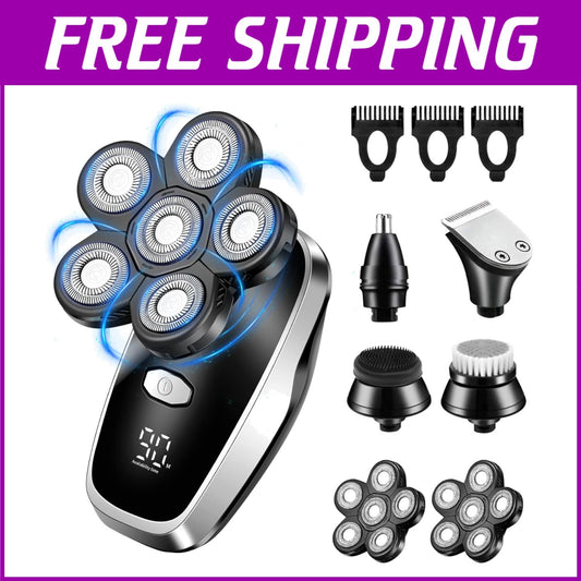 Waterproof Cordless Head Razor with Multiple Attachments for Total Grooming