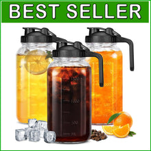 Load image into Gallery viewer, Stylish 64oz Glass Mason Pitcher with Leak-Proof Lid for Iced Beverages