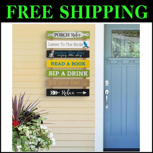 Charming Rustic 36'' Porch Rules Sign - Hand-Painted Outdoor Wall Decor