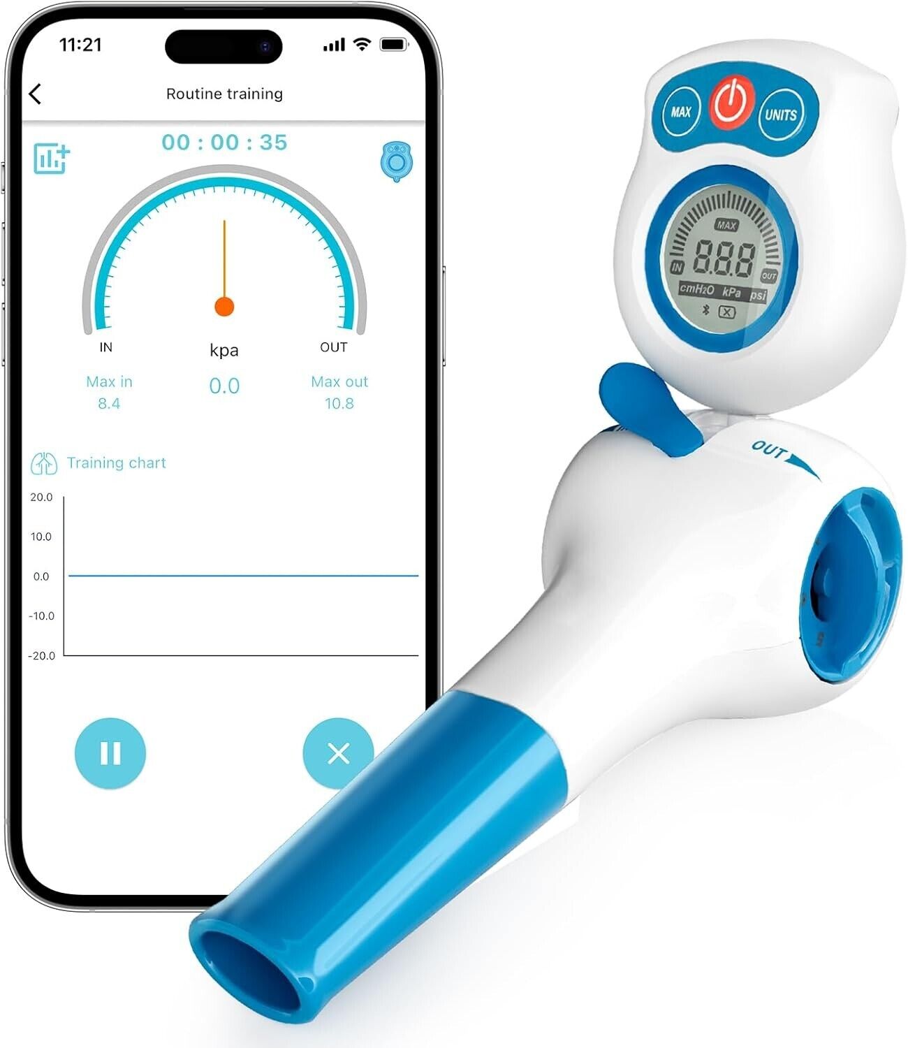 Recharge Your Lungs: Advanced Breathing Trainer with App & Resistance Settings