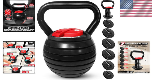 Adjustable 40lb Cast Iron Kettlebell with Non-Slip Handle for Versatile Workouts