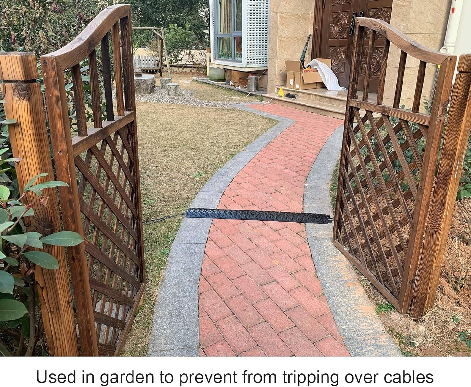 Flexible 2-Piece Cable Ramp and Cord Cover for Safe Pedestrian Traffic - Black