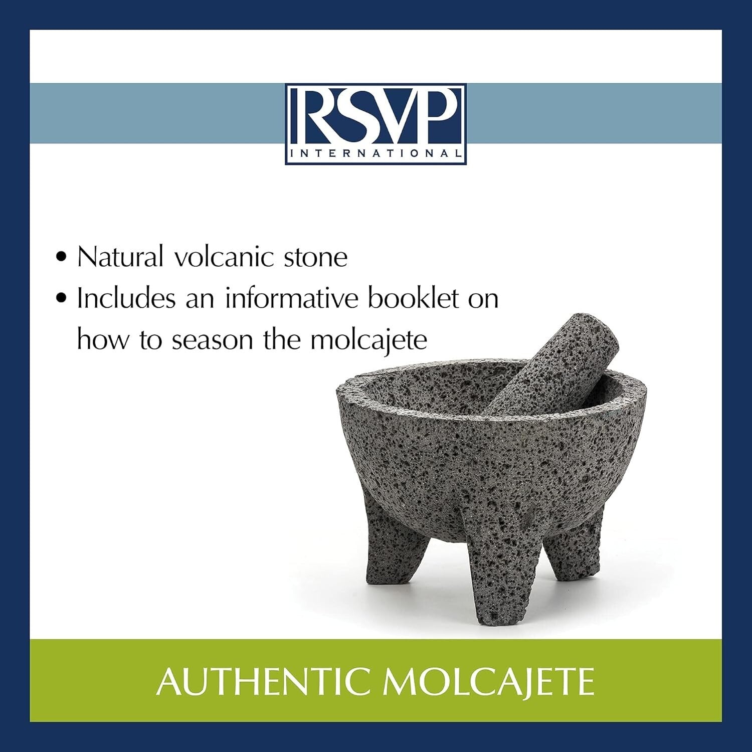 Authentic Mexican Molcajete 8.5” - Natural Volcanic Stone for Perfect Guacamole