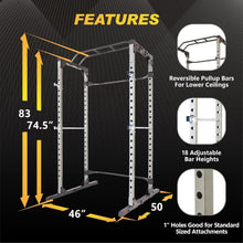 Load image into Gallery viewer, Versatile Power Cage with Multi-Grip Pull-Up Bar and LAT Pulldown Attachment