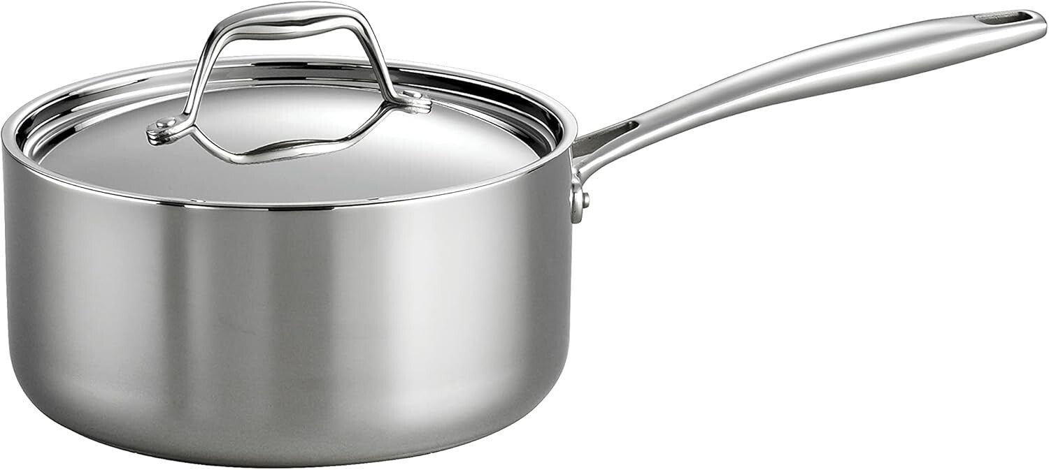 Versatile 3-Quart Stainless Steel Saucepan with Lid - NSF Certified & Easy Clean