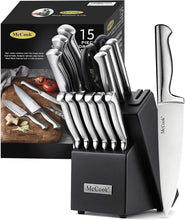 Load image into Gallery viewer, High-Quality 15-Piece Kitchen Knife Block Set with German Stainless Steel Blades