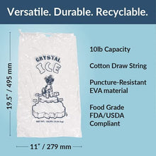 Load image into Gallery viewer, Eco-Friendly Disposable Plastic Ice Storage Bags 10 lbs with Cotton Drawstring