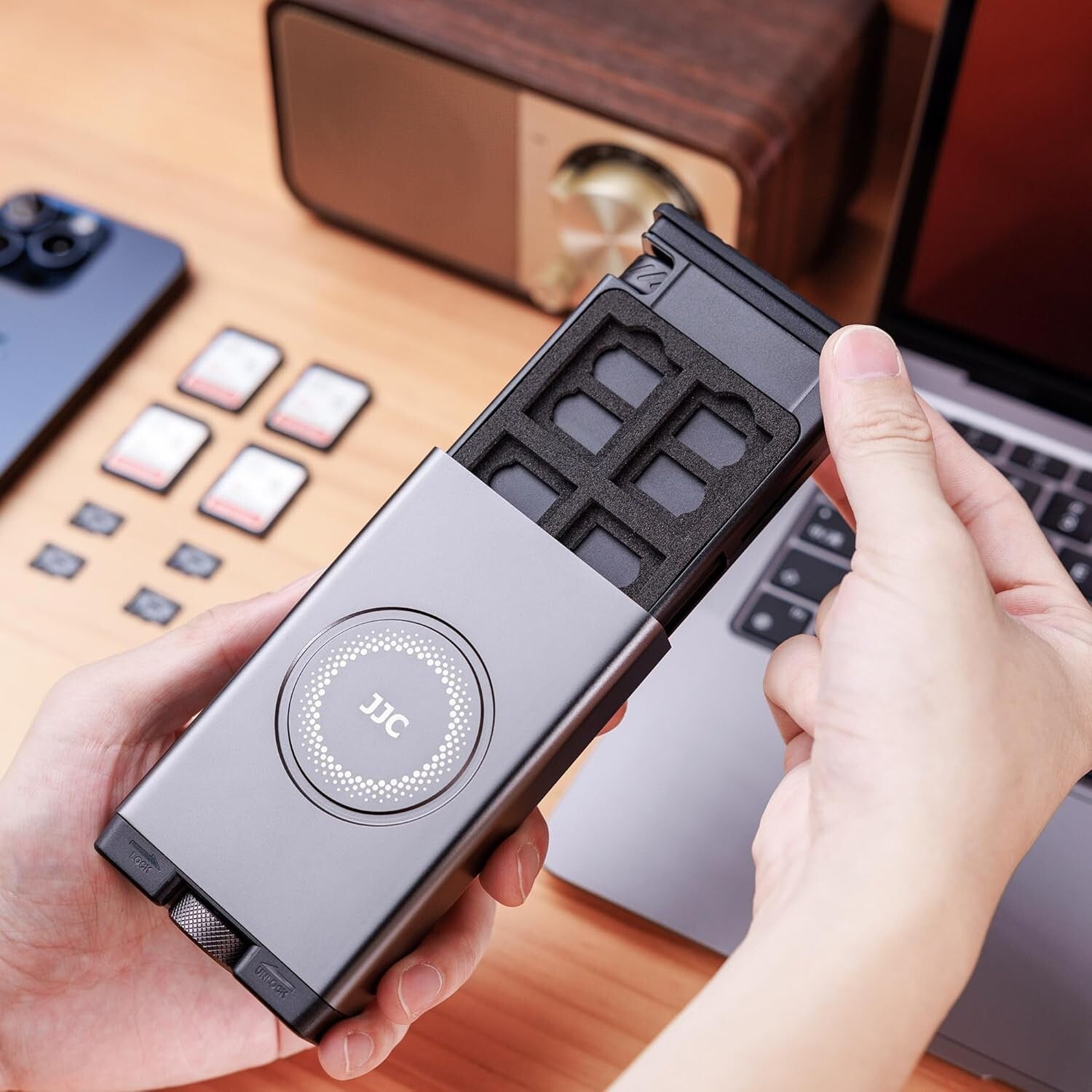 All-in-One SD/TF Card Reader with USB C Cable & Multi Adapter for Travel - Gray