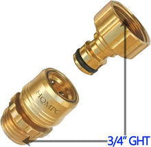 Load image into Gallery viewer, Durable Solid Brass 3/4 Inch GHT Quick Connect Garden Hose Connectors - 4 Pack