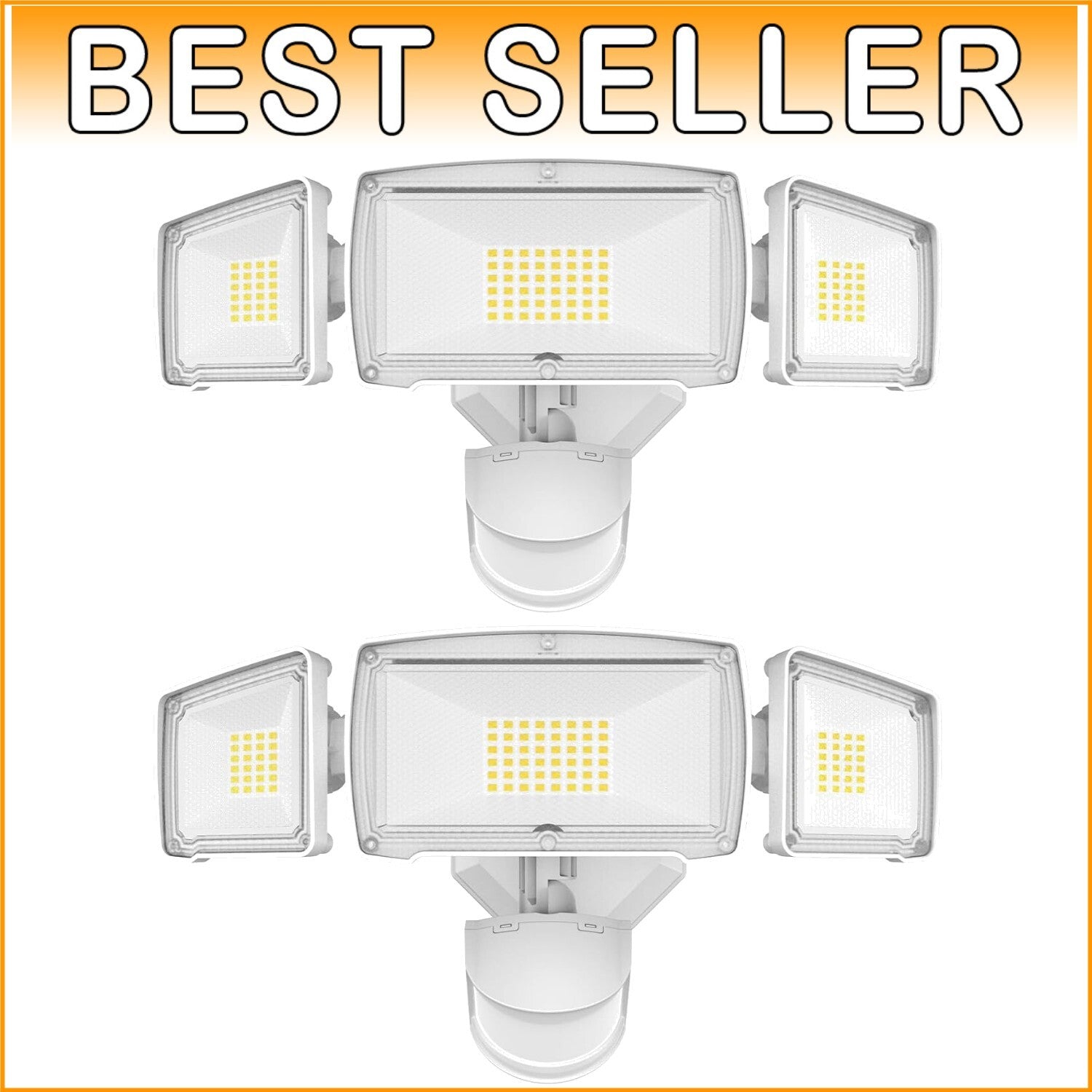Adjustable 3-Head Motion Sensor Outdoor Lights - Bright 38W Security Floodlight