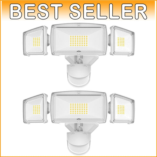 Adjustable 3-Head Motion Sensor Outdoor Lights - Bright 38W Security Floodlight