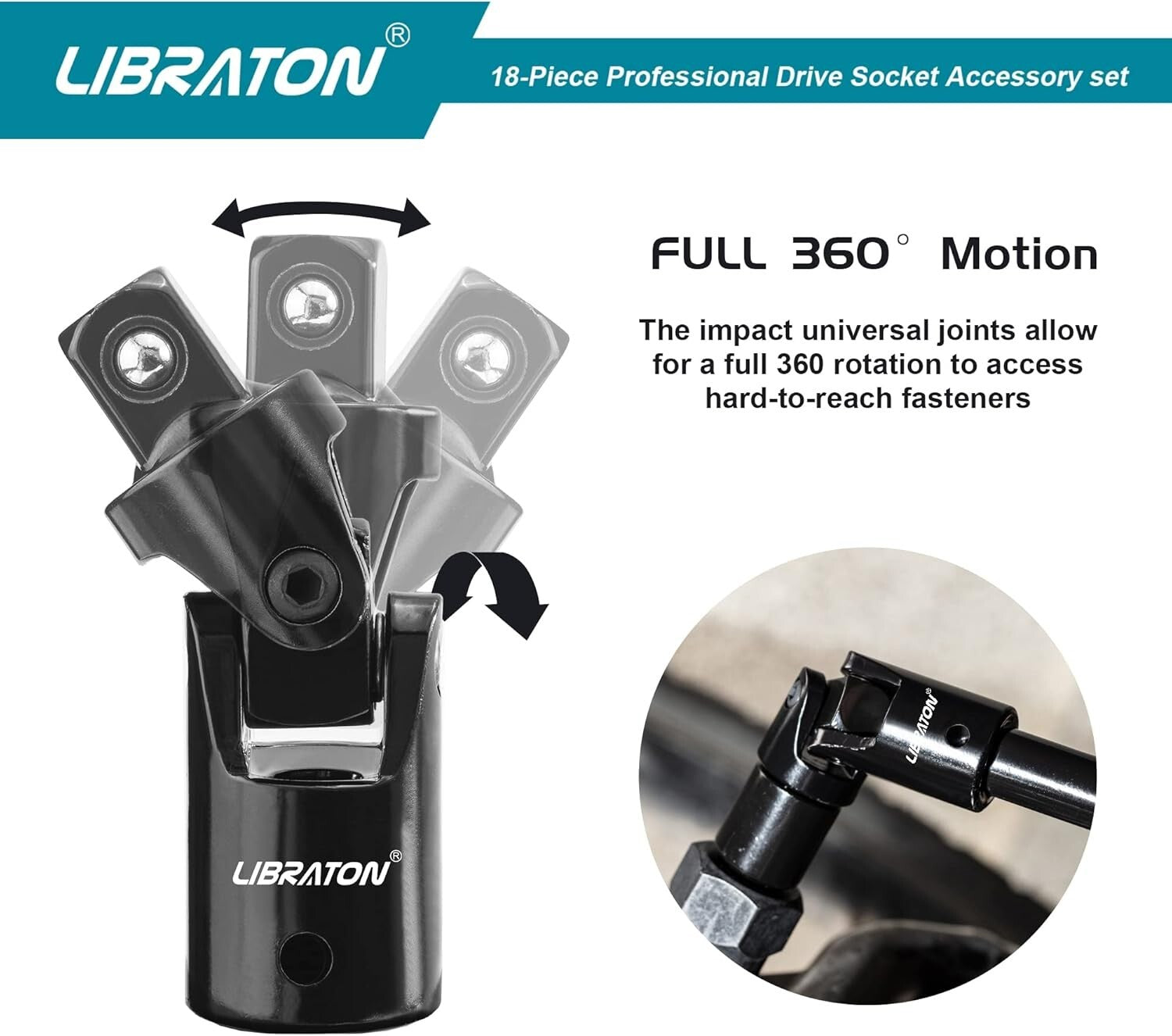 Chrome Vanadium 18-Piece Socket Extension & Swivel Set - Organized Storage