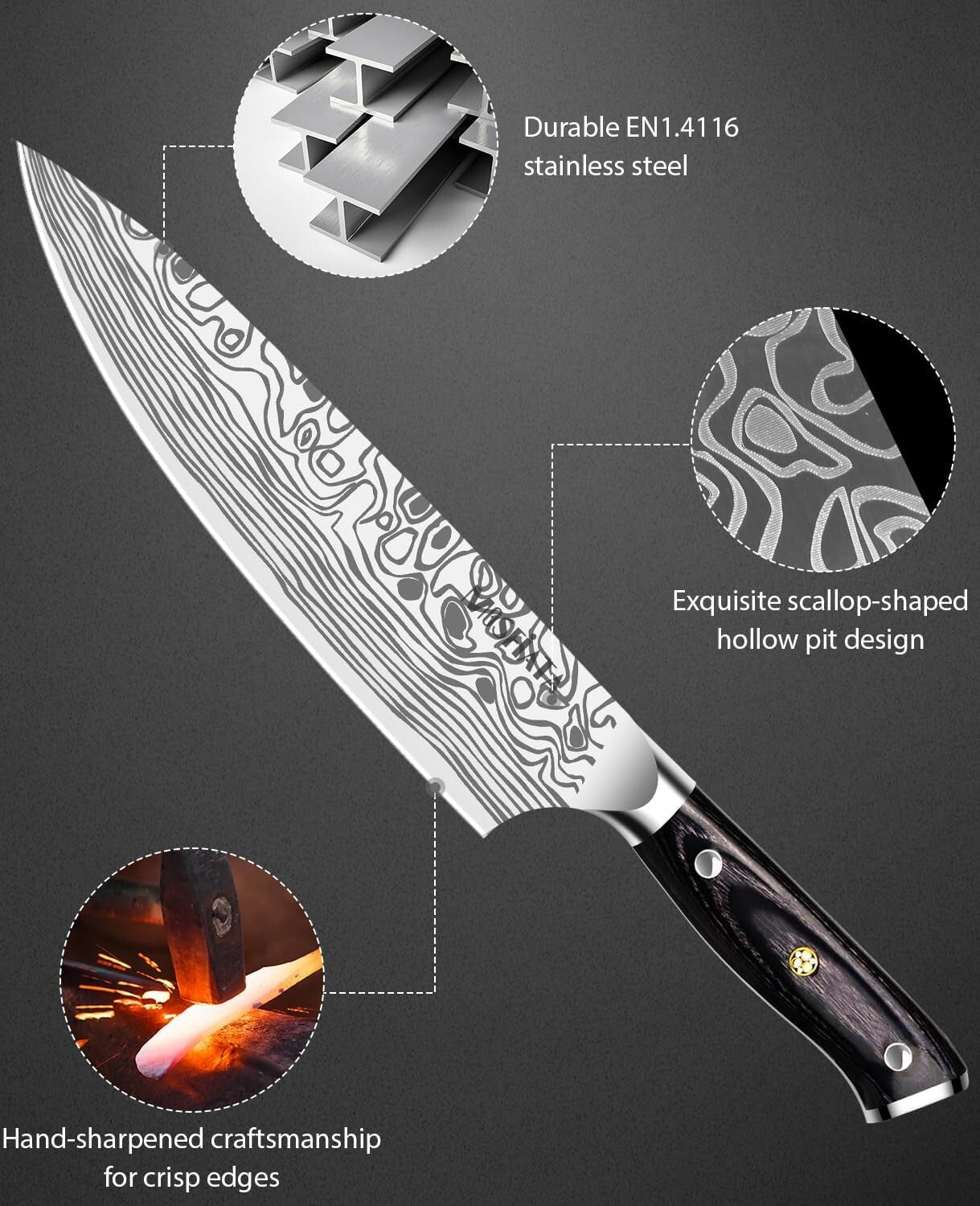 8" Chef's Knife in Gift Box - Professional High Carbon Stainless Steel Knife