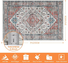 Load image into Gallery viewer, Non-Slip 5x7 Orange Boho Area Rug - Machine Washable for Living Room and Bedroom