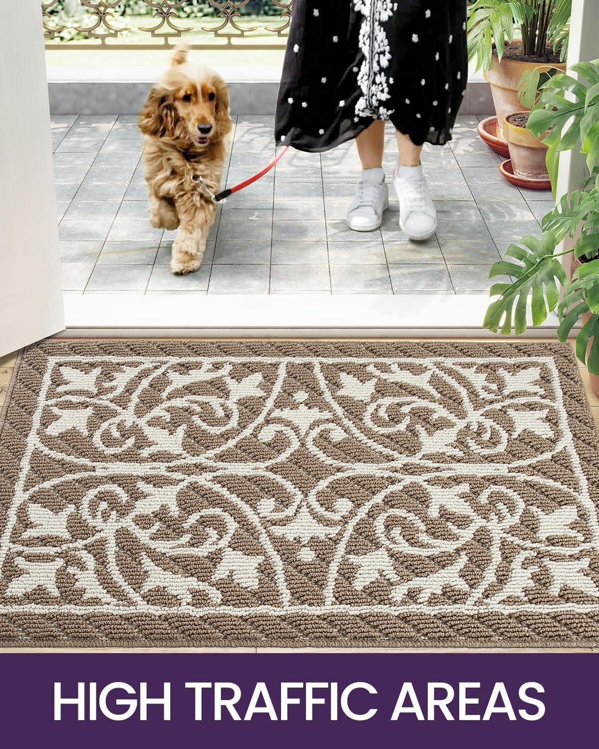 Machine Washable Non-Slip Entry Doormat 2'8" x 4' - Easy Care Floral Rug