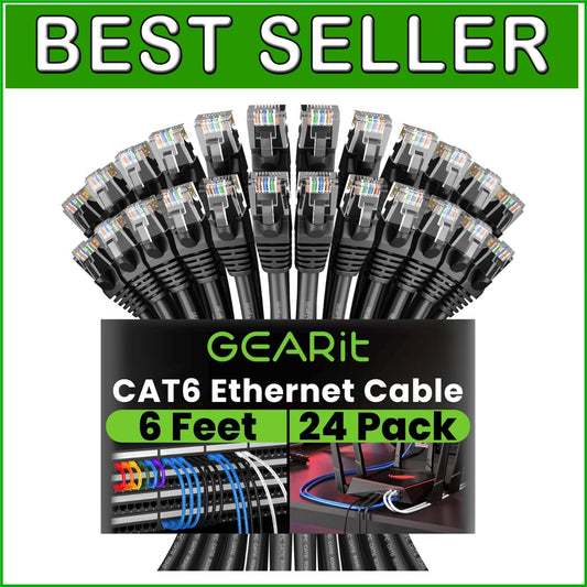 Premium 6 Feet Cat 6 Ethernet Cables, 10Gbps, 24-Pack, Perfect for Home & Office