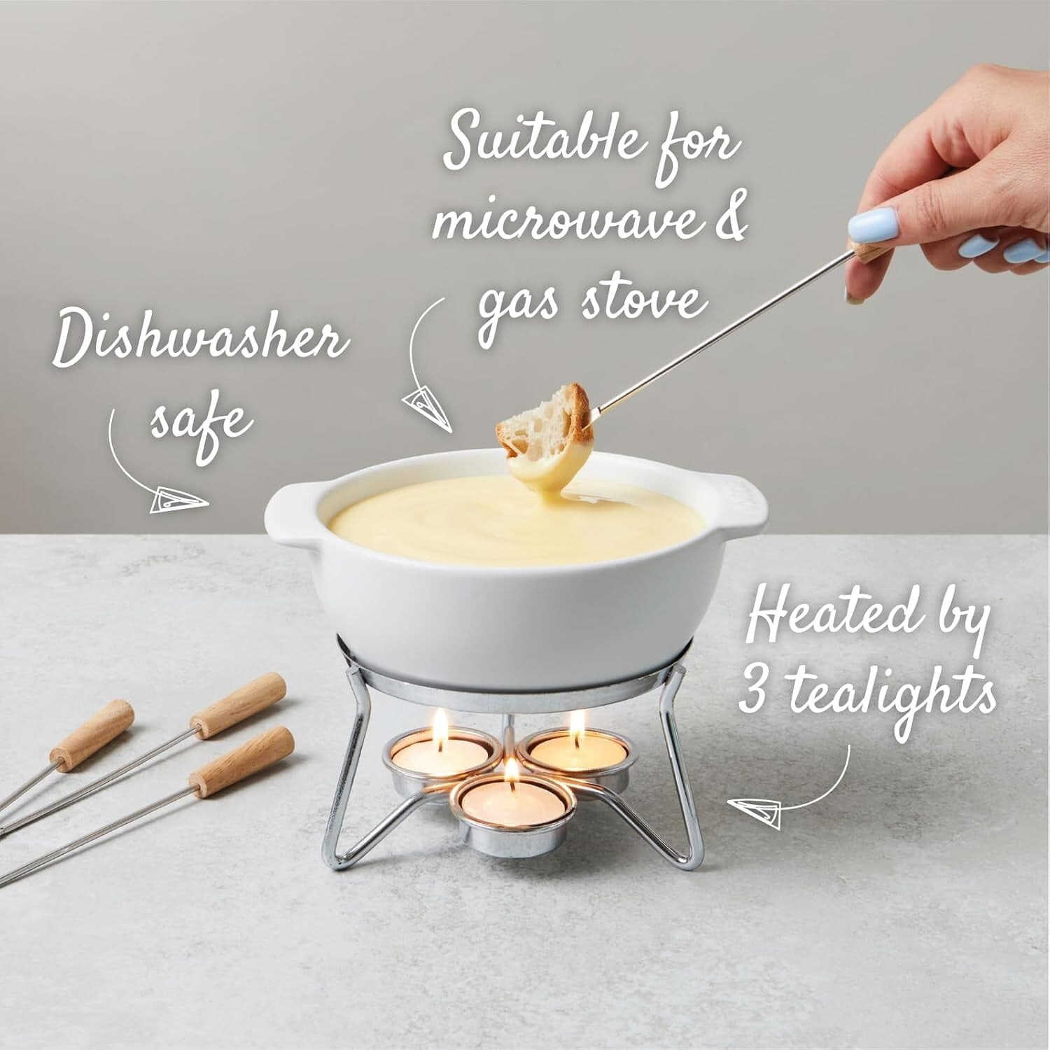 Elegant Microwave Safe Cheese Fondue Set for 2-4 Persons - Perfect for Parties