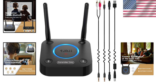 Compact Bluetooth Transmitter for TV - Supports Two Headphones Simultaneously