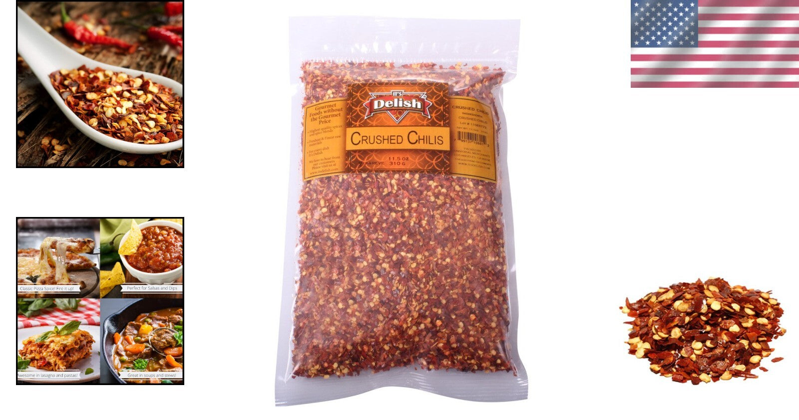 Bulk Chili Pepper Flakes - 5 Lbs Dehydrated All-Natural Spice, Kosher Certified