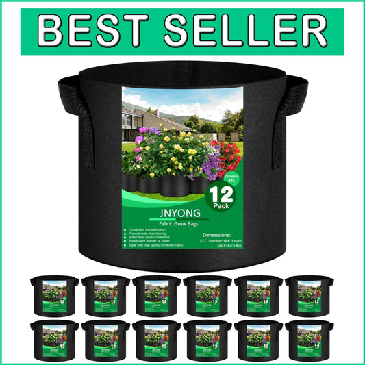 Eco-Friendly 25 Gallon Non-Woven Grow Bags with Handles - 12 Pack for Vegetables