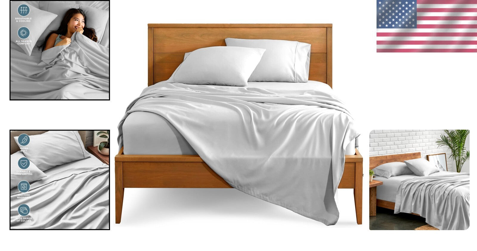 Luxury King Sheet Set - Ultra-Soft Microfiber - 1800 Thread Count - Cloud Grey