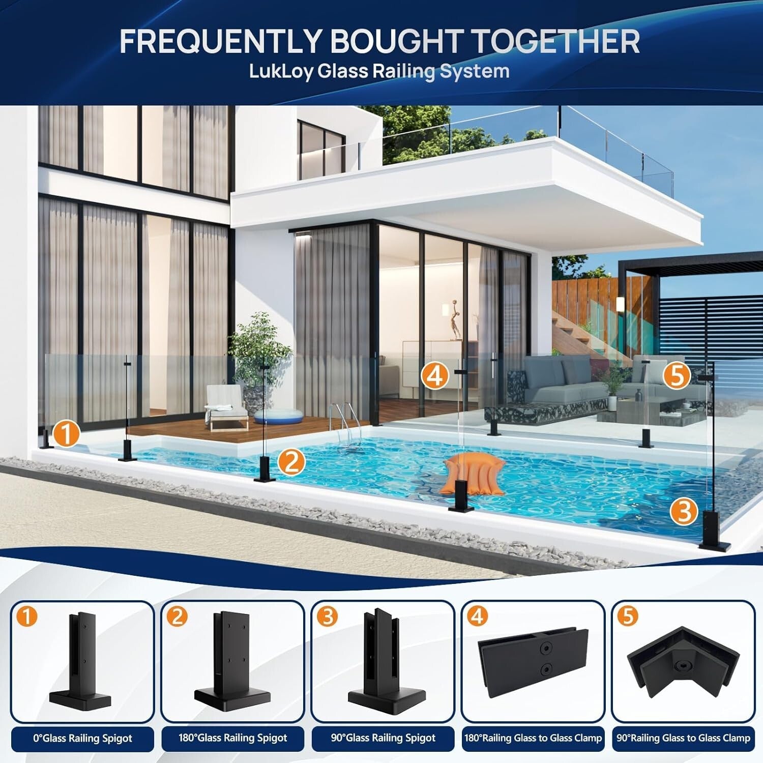 Black Stainless Steel 304 Glass Clamp - Durable Railing Bracket for 8-12mm Glass