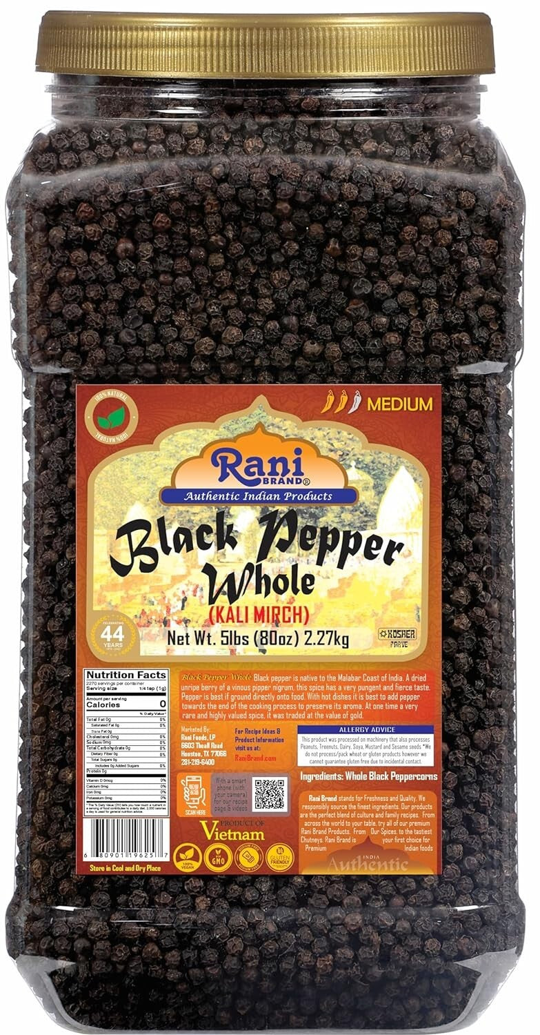 80oz MG-1 Gourmet Black Pepper Whole Peppercorns - All Natural & Gluten Friendly