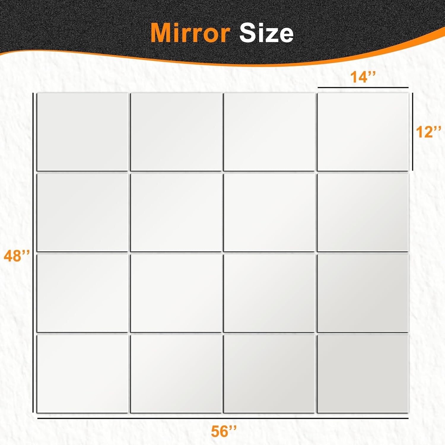 16 Piece Polished Glass Mirror Tiles - Perfect for Home Gym & Stylish Entryways