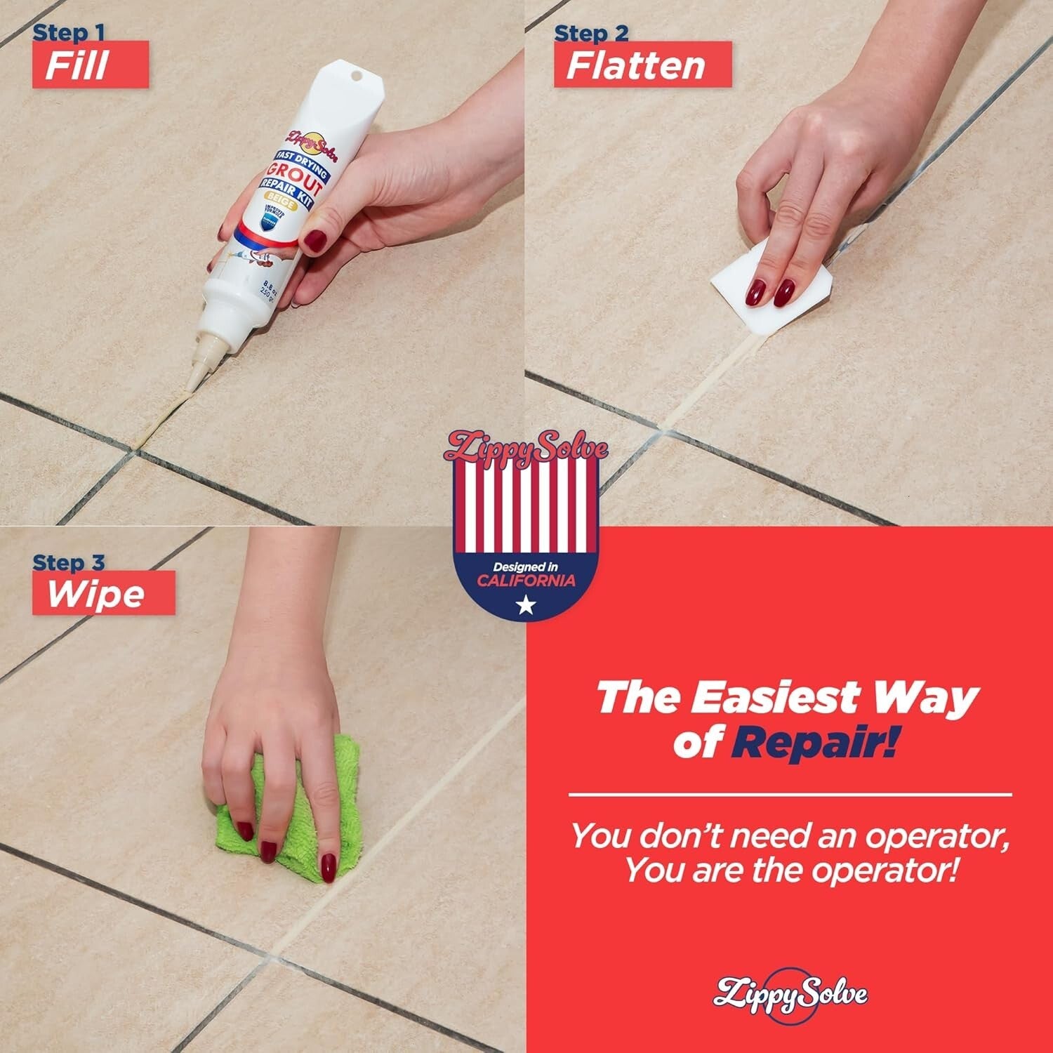 Fast-Drying Beige Grout Repair Kit with Spatula for Effortless Tile Restoration