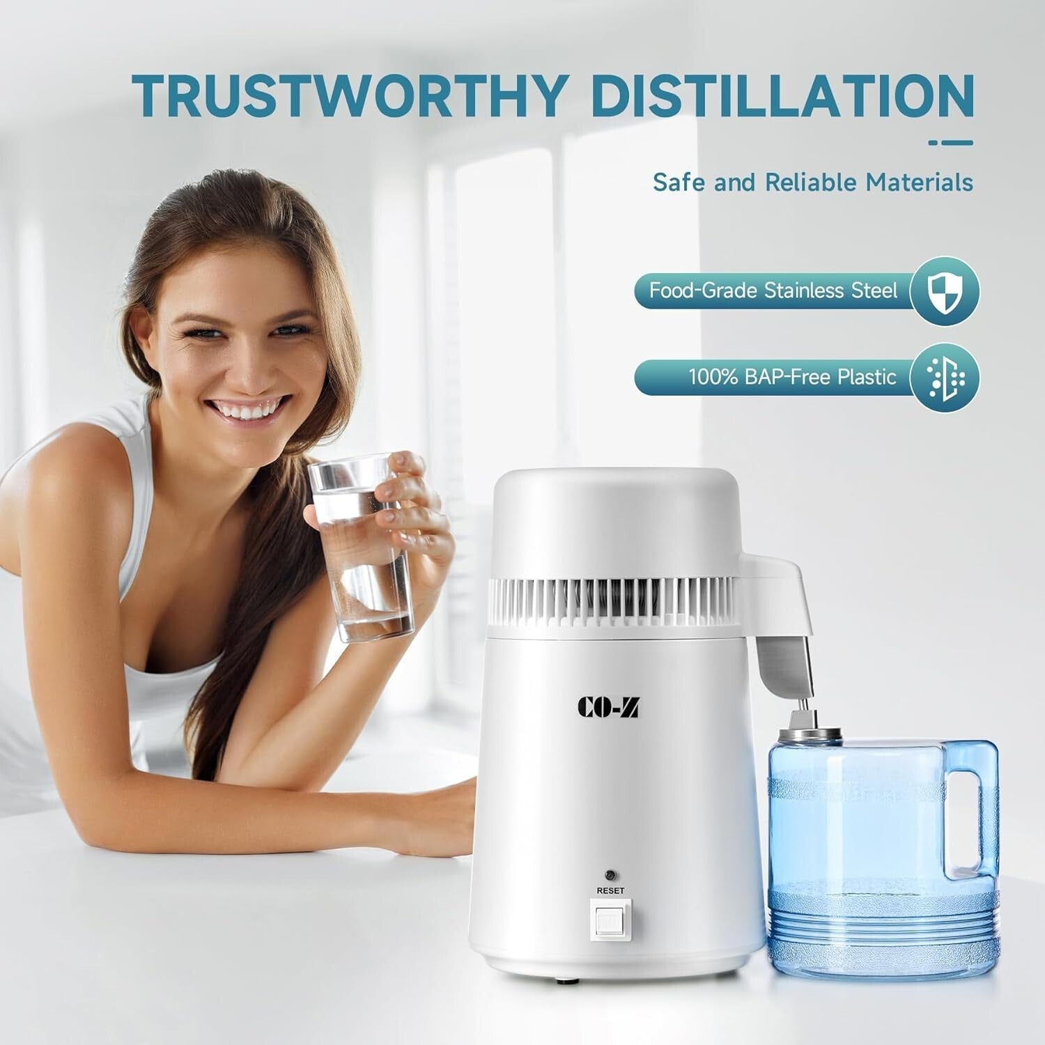 Versatile Distilled Water Maker - Ideal for Home, Office, and Labs - 1.5 L/h