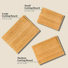 Load image into Gallery viewer, Set of 3 Bamboo Cutting Boards - Non-Toxic Kitchen Essentials with Juice Grooves