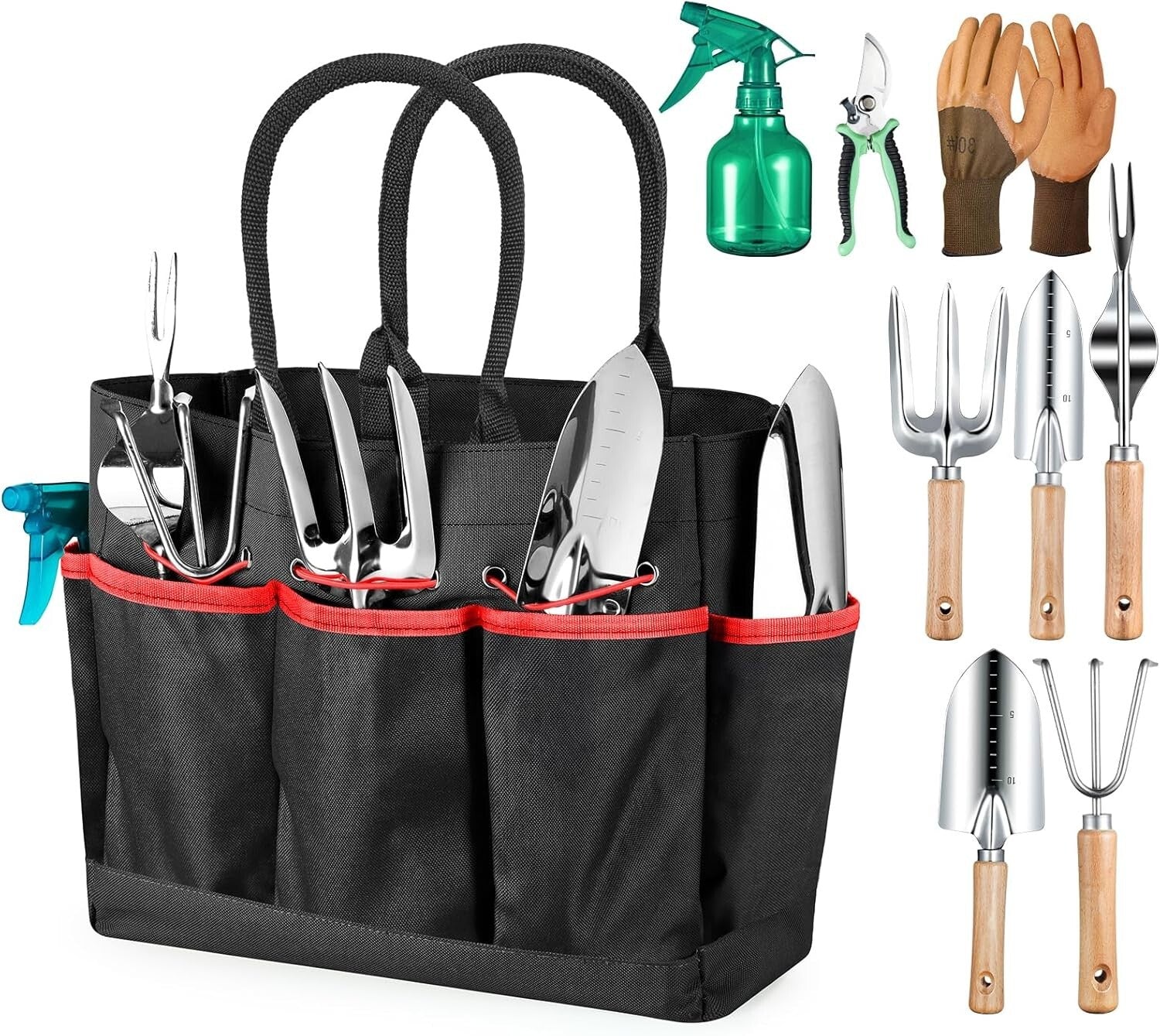 Fashionable 9-Piece Gardening Tools with Durable Tote Bag - Ideal Gift for Women