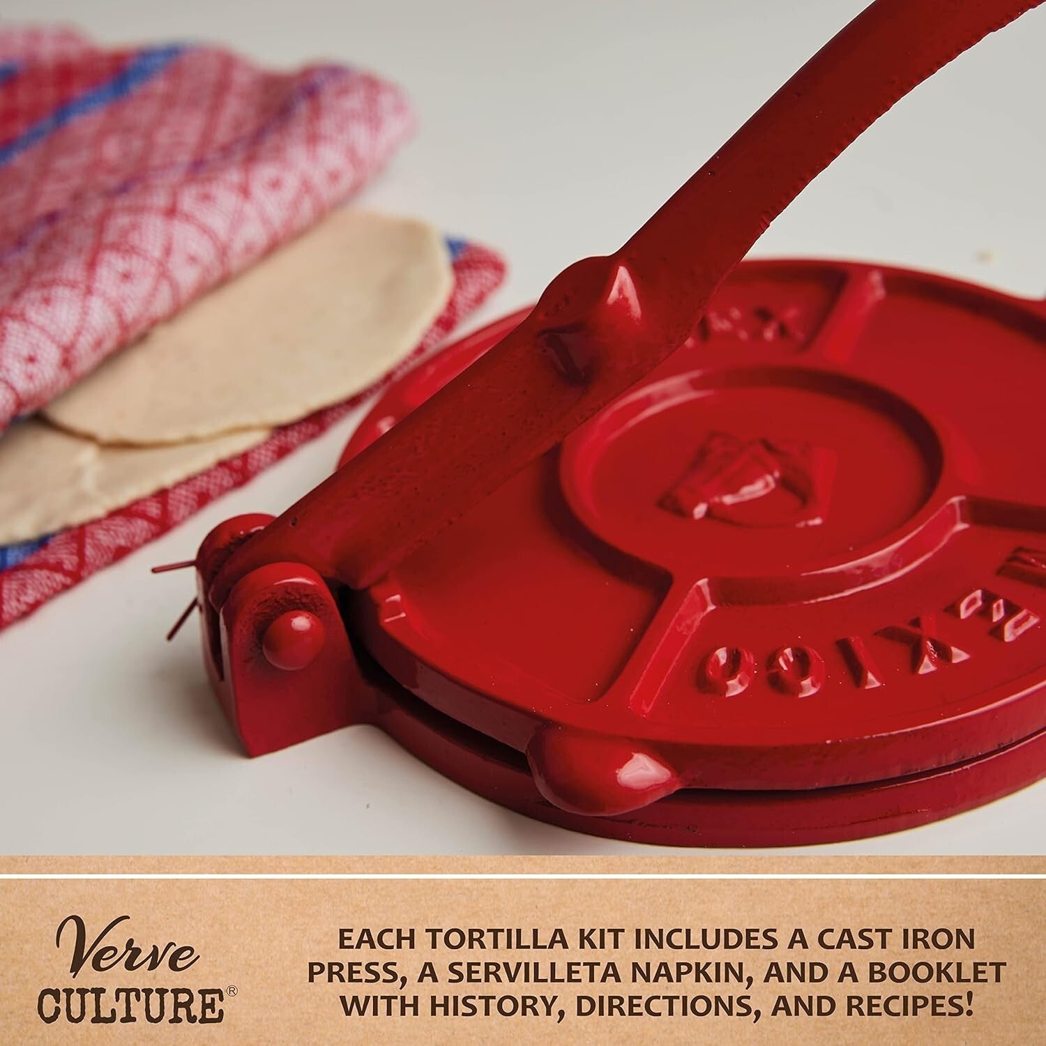 Deluxe Street Taco & Quesadilla Maker - Cast Iron Tortilla Press with Recipes
