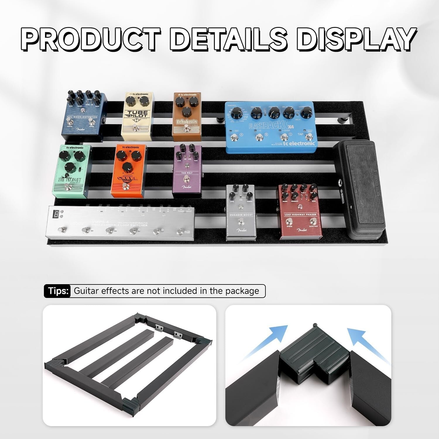 Ultra-Lightweight Effects Pedalboard: 31.5''x15.5'' with Travel Bag & Magic Tape
