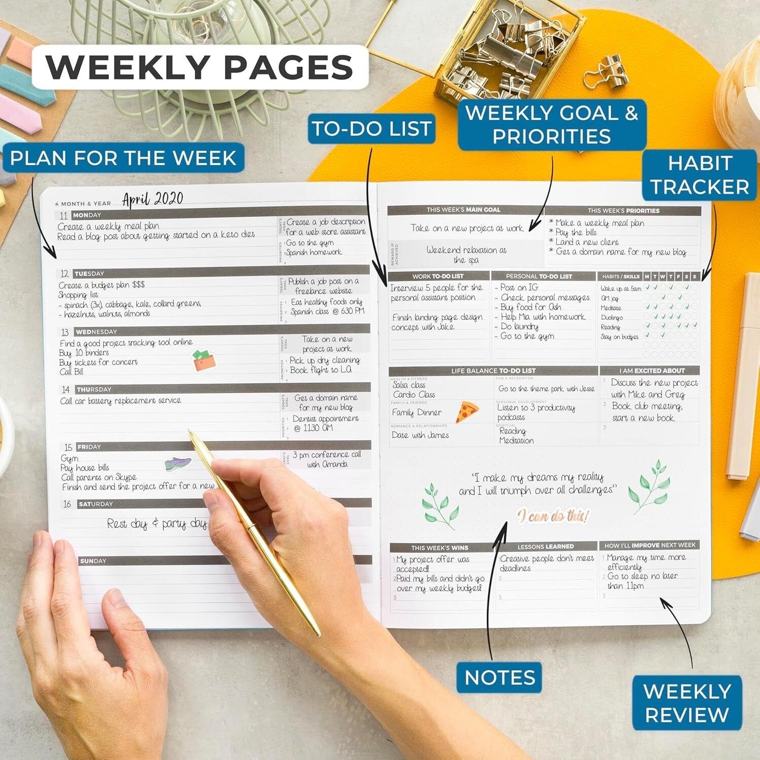 Weekly & Monthly Life Planner PRO - Undated Organizer to Boost Productivity