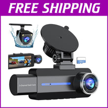 Load image into Gallery viewer, Advanced 2.5K Triple Car Dash Cam with IR Night Vision &amp; 24Hr Parking Guard