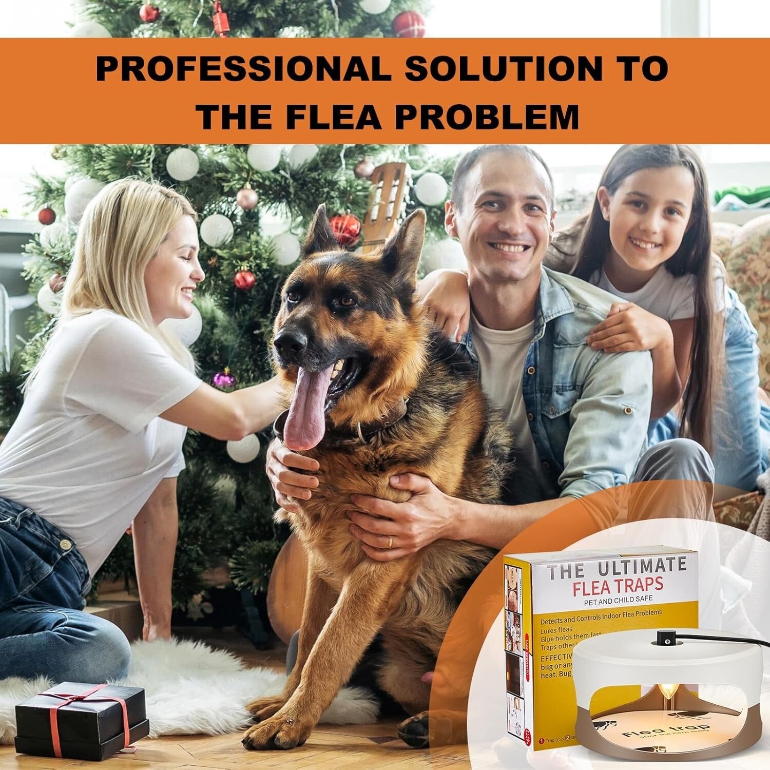 Durable Indoor Flea Light Trap Bundle - 4 Traps with UV Bulbs & Sticky Discs