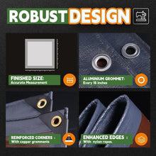 Load image into Gallery viewer, Super Heavy Duty 18 Mil Tarp with Reinforced Edges for All Weather Protection