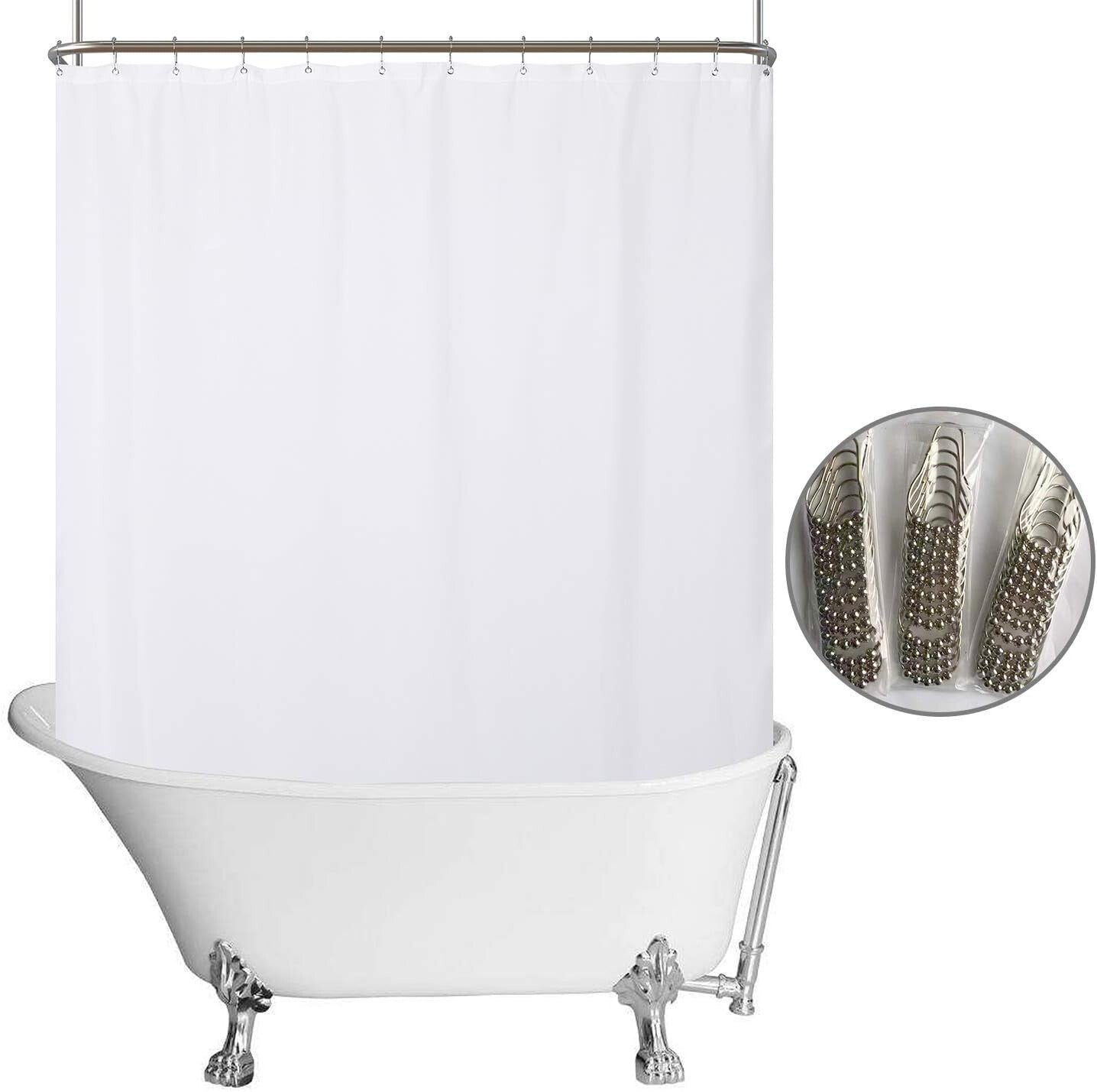 Breathable Fabric Shower Curtain - Waterproof, Stylish & Machine Washable