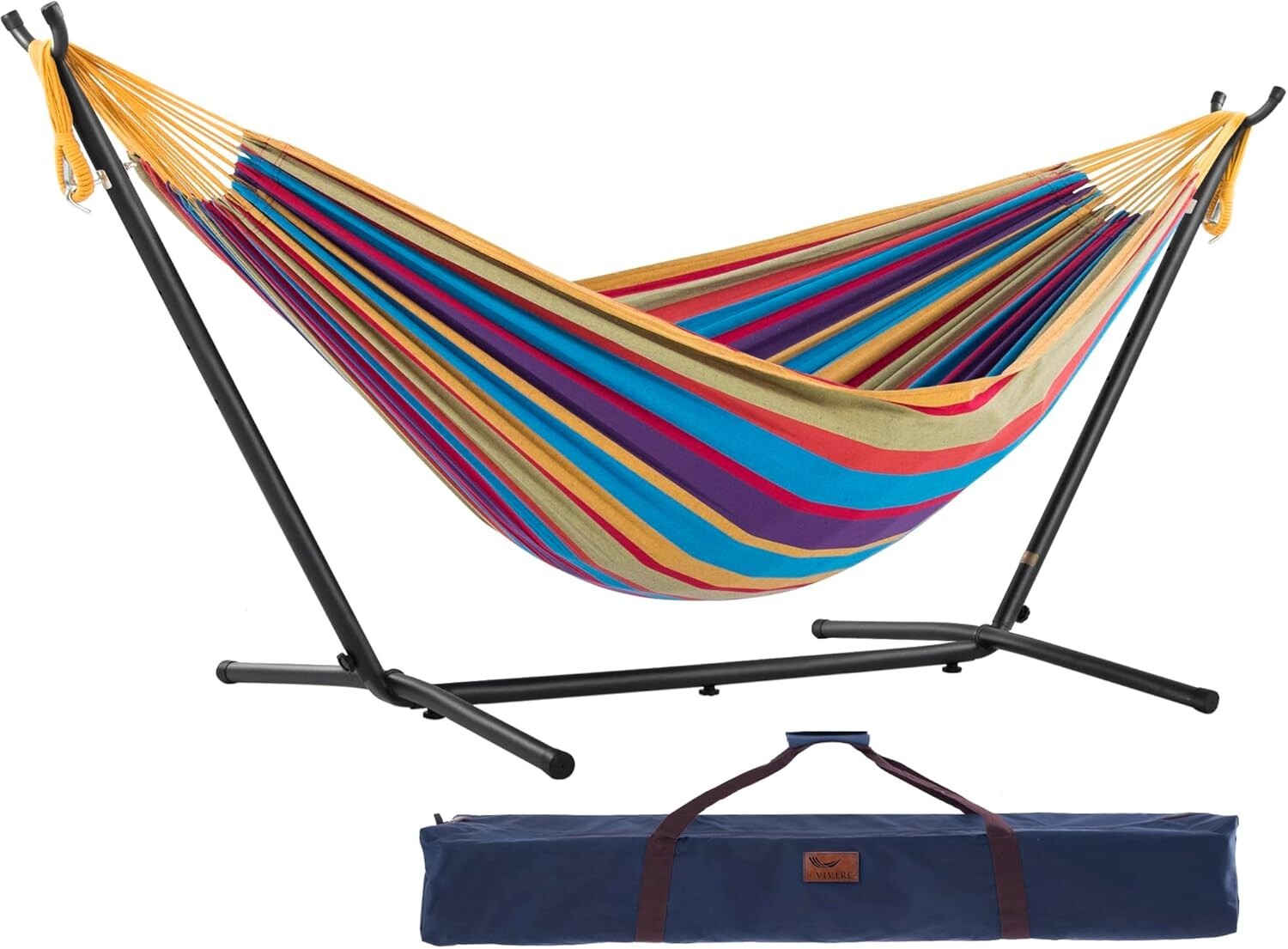 Cozy Double Hammock with 450 lb Steel Stand & Carry Bag for Outdoor Adventures