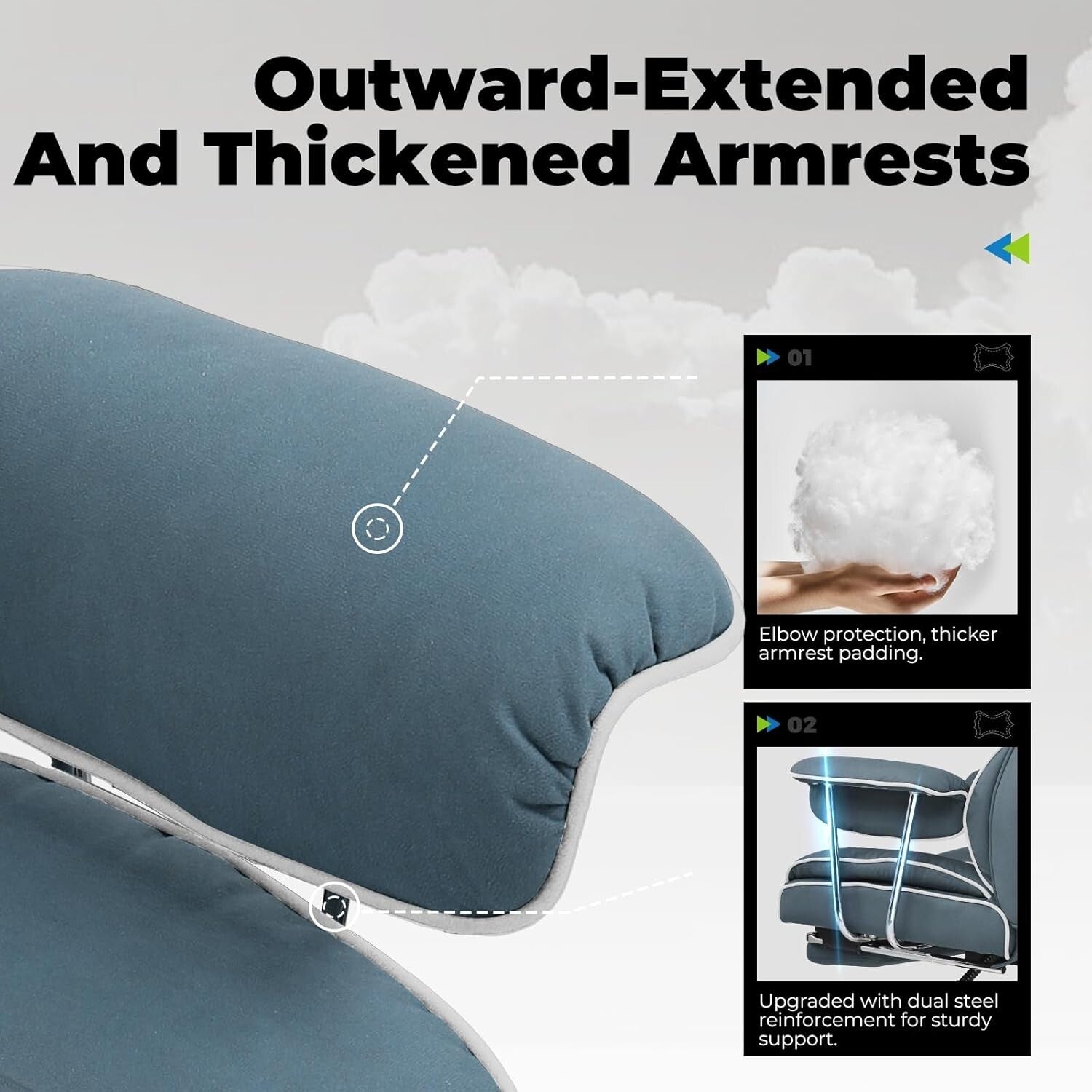 Big & Tall Office Chair - High Back Leather Executive Gaming Chair with Footrest