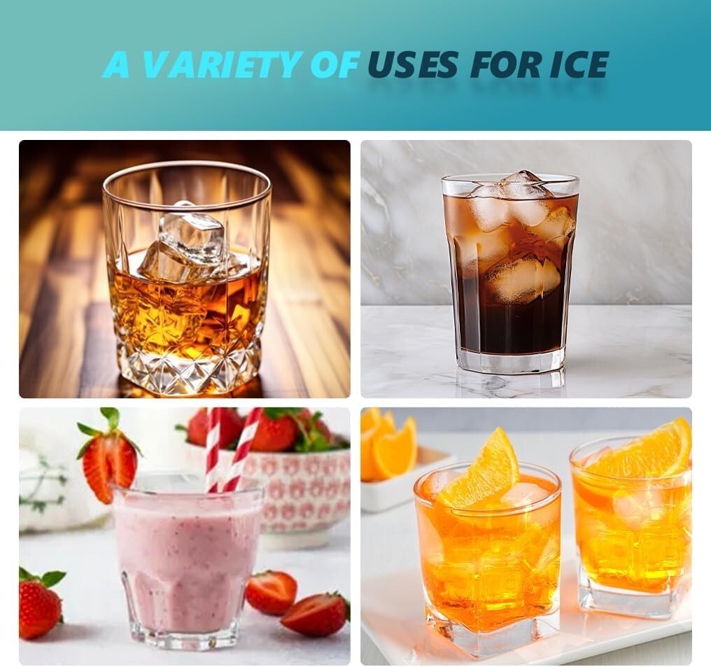 Quiet Operation 40Lbs/Day Ice Maker with Removable Basket – Ideal for Home & Bar